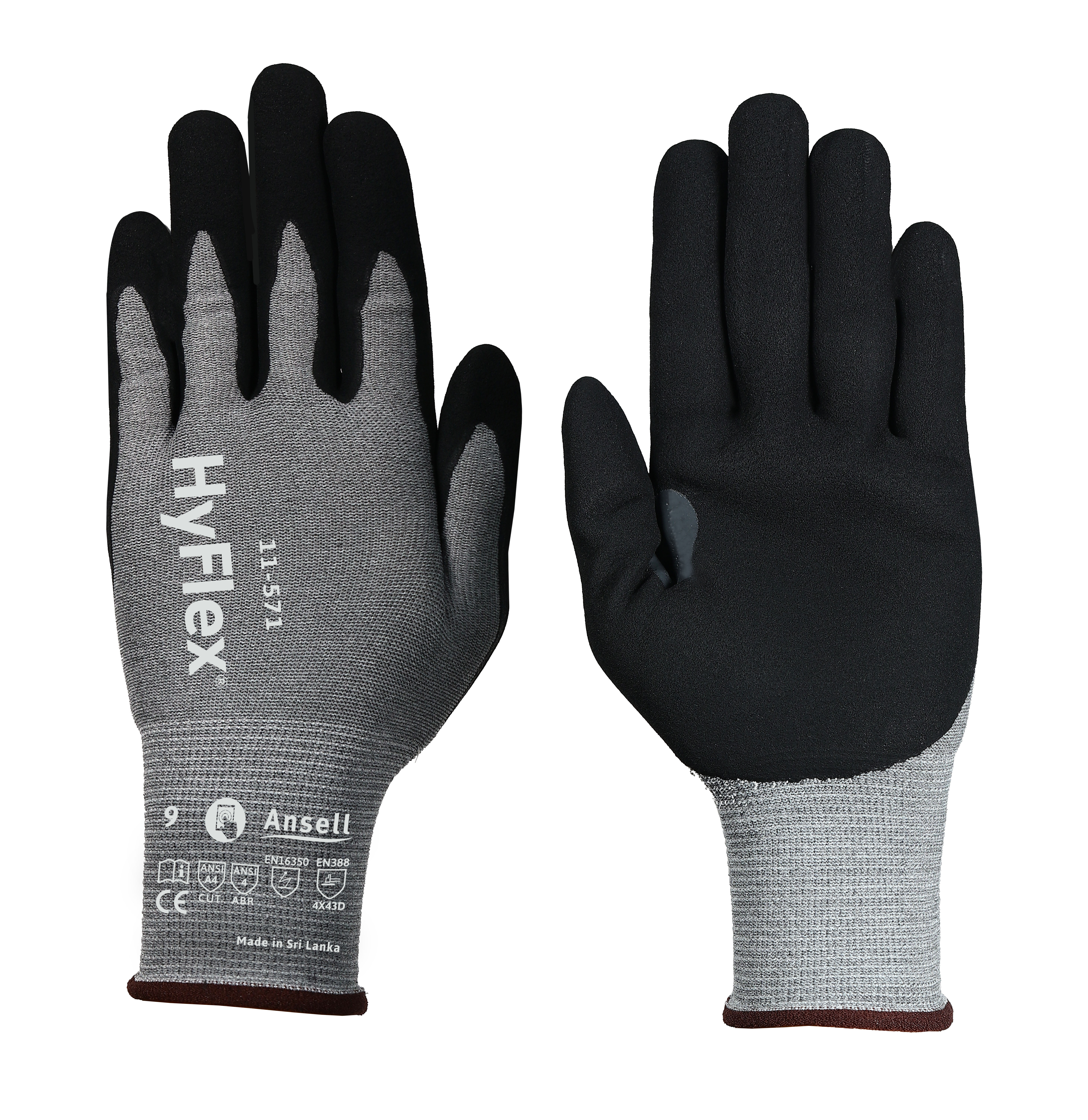 ANSELL HYFLEX 11-571 NITRILE PALM COAT - Tagged Gloves